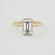 2.00 CT Emerald Cut Moissanite Half Bezel Engagement Ring